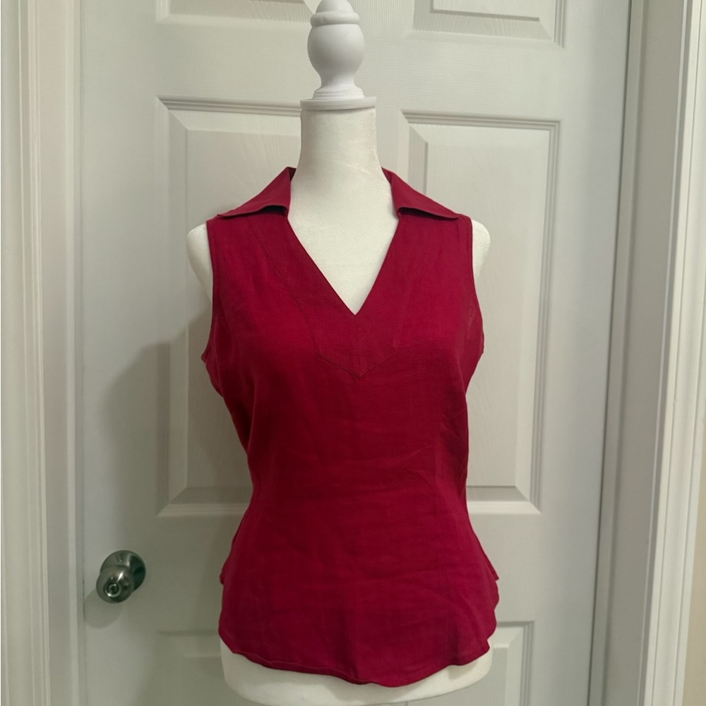 Ann Taylor Sleeveless V-Neck Blouse - Pink